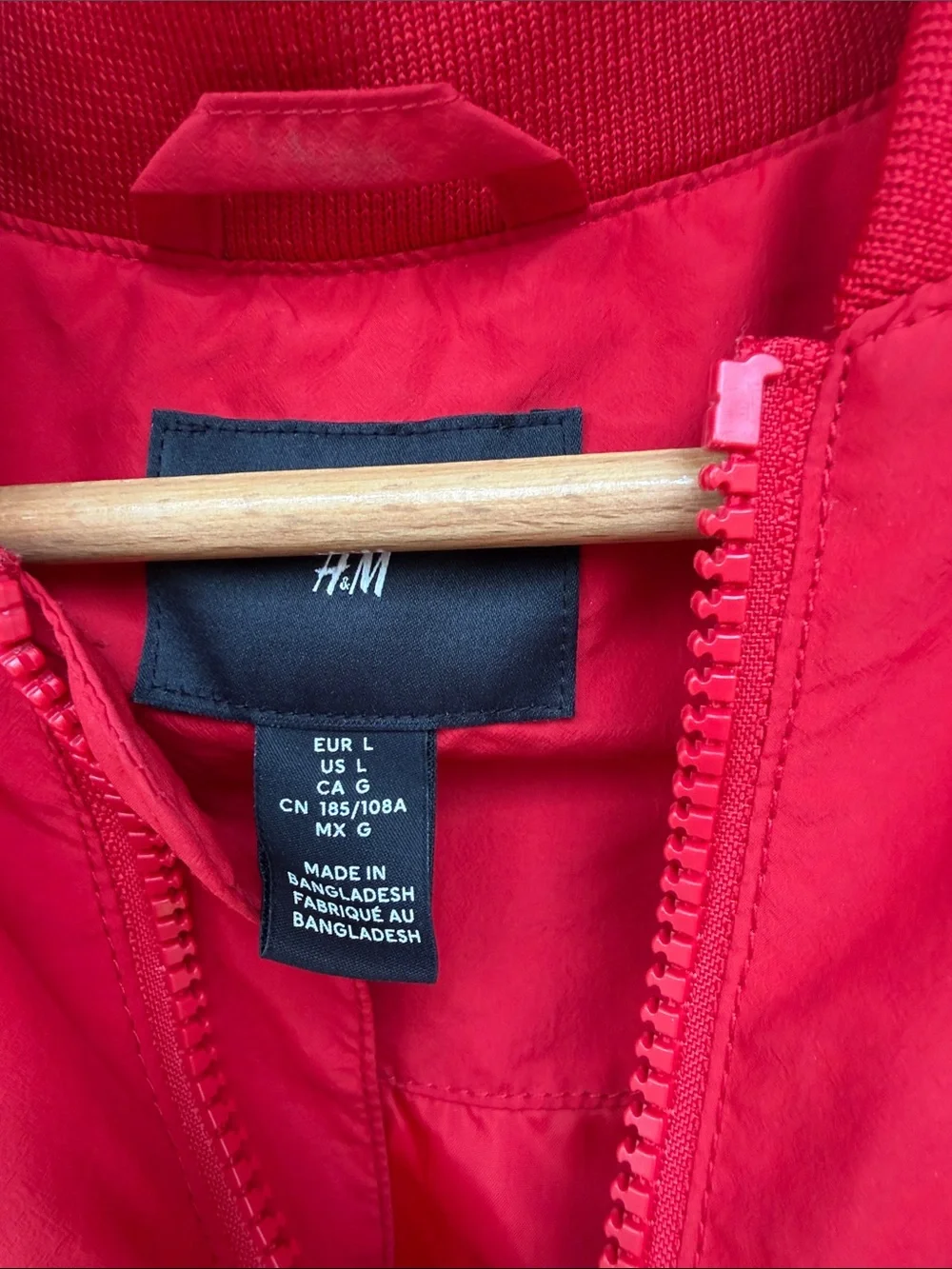 H&M Red Bomber Jacket with White Stripe Trim